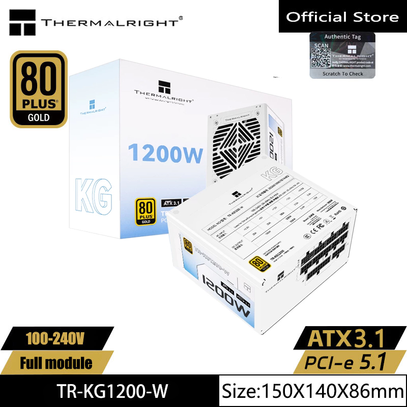 1000W White Modular Power Supply - Thermalright TR-KG1200-W/1000-W สีขาว รุ่นเหรียญทอง ชุดจ่ายไฟแบบโมดูลาร์เต็มรูปแบบ/รองรับ ATX3.1/แรงดันไฟฟ้า